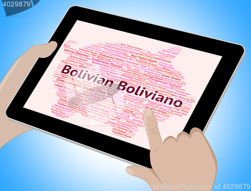 Image of Bolivian Boliviano Indicates Exchange Rate And Banknotes