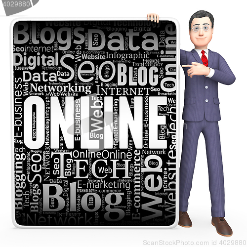 Image of Online Sign Indicates Web Site And Board