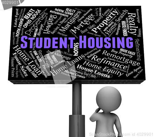 Image of Student Housing Indicates Properties Sign And Homes