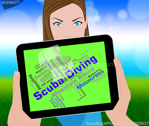Image of Scuba Diving Shows Divers Word And Underwater