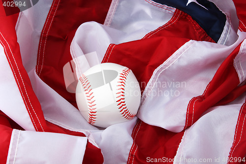 Image of baseball and flag