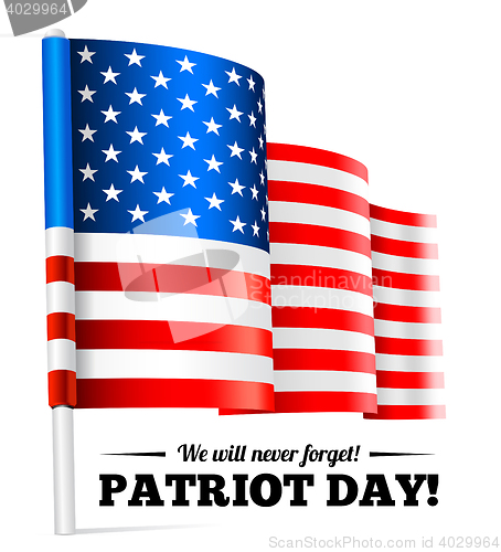 Image of Patriot Day, September 11 waving flag.