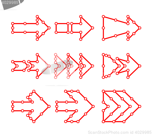 Image of Arrows in the form of lines, dots connected