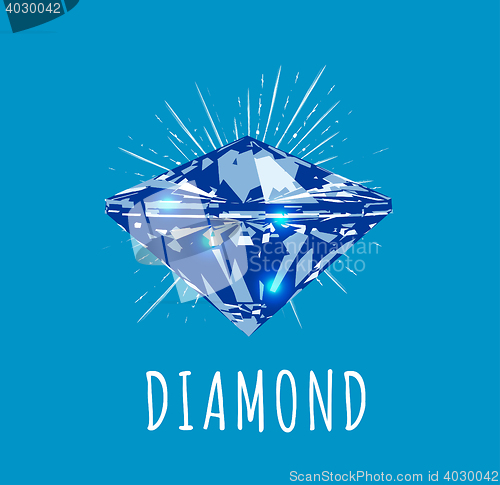 Image of Diamond in front view. Vector illustration