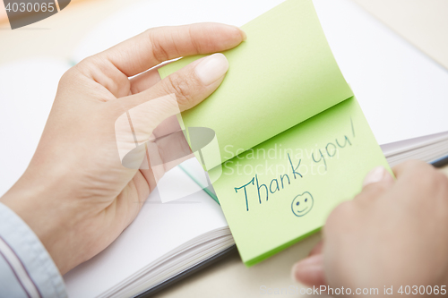 Image of Thanks on adhesive note