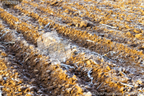 Image of plowed land, frost