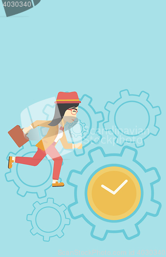 Image of Business woman running vector illustration.