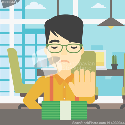 Image of Man refusing bribe vector illustration.