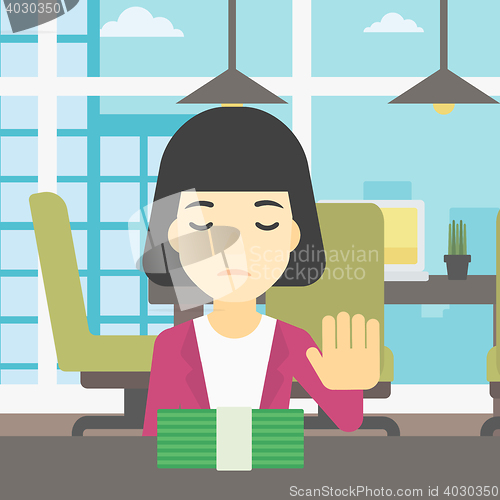 Image of Woman refusing bribe vector illustration.