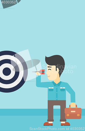 Image of Businessman and target board vector illustration.