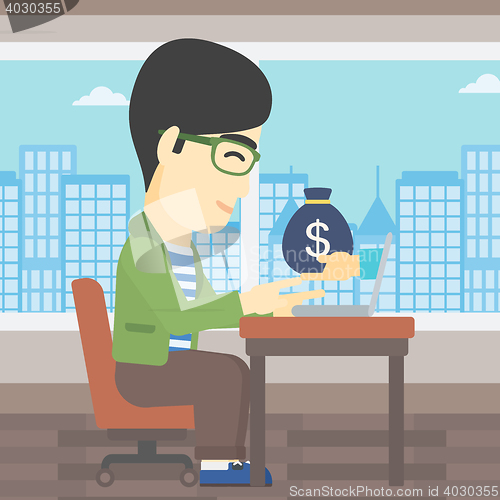 Image of Businessman earning money from online business.