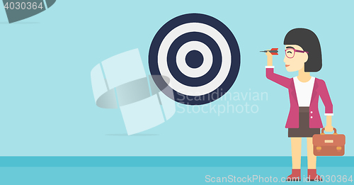 Image of Businesswoman and target board vector illustration