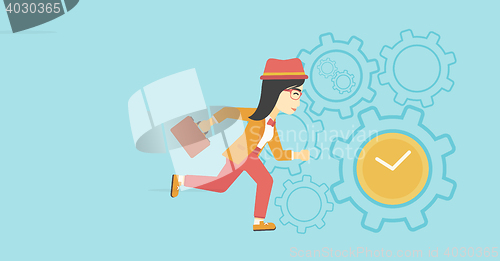 Image of Business woman running vector illustration.