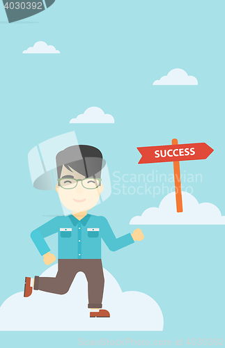 Image of Businessman moving to success vector illustration.