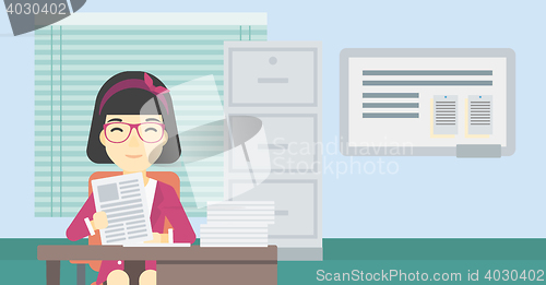 Image of HR manager checking files vector illustration.