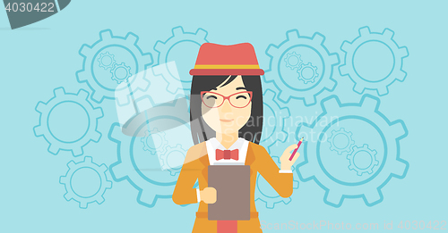 Image of Business woman with pencil vector illustration.