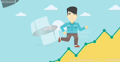 Image of Businessman running upstairs.