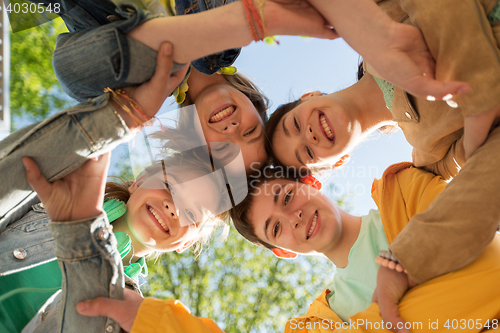 Image of group of happy teenage friends