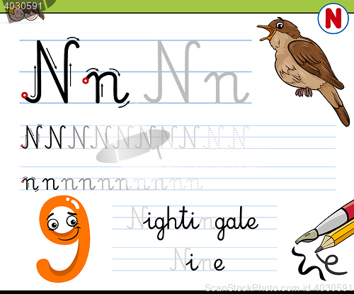 Image of how to write letter n