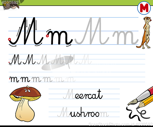 Image of how to write letter m