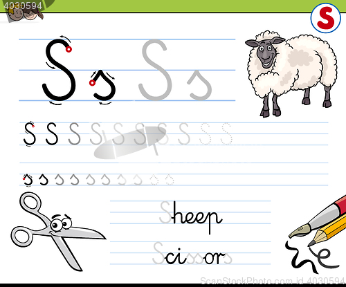 Image of how to write letter s