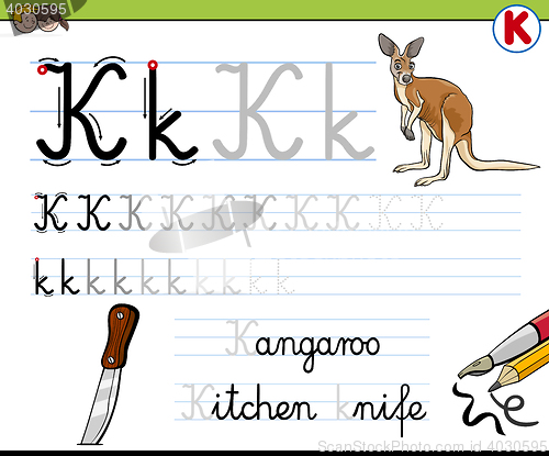 Image of how to write letter k