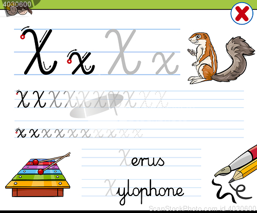 Image of how to write letter x