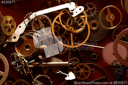 Image of Detail of clock parts for restoration