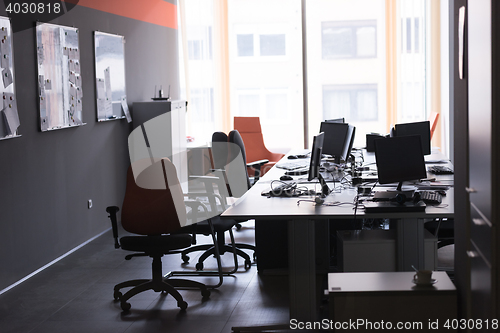 Image of empty office with modern computers