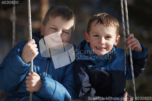 Image of portrait of little boys at winter day