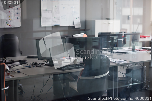 Image of empty office with modern computers