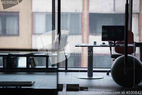 Image of empty office with modern computers