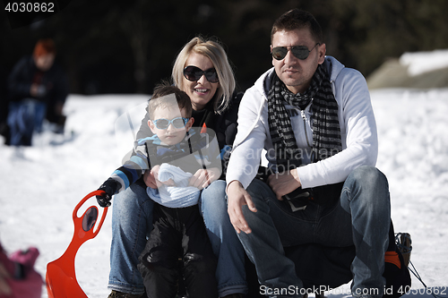 Image of family portrait at beautiful winter day