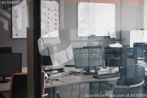 Image of empty office with modern computers