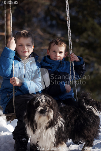 Image of portrait of little boys at winter day