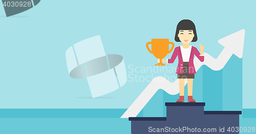 Image of Business woman proud of her business award.