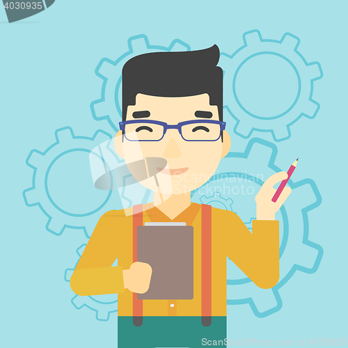 Image of Businessman with pencil vector illustration.