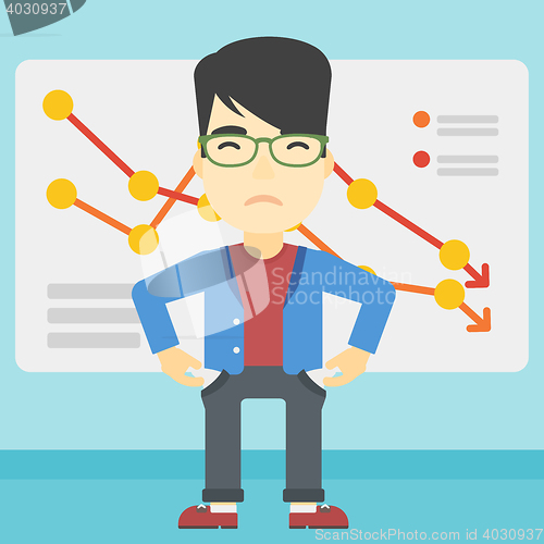 Image of Bancrupt business man vector illustration.