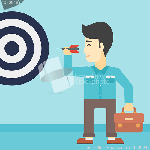 Image of Businessman and target board vector illustration.