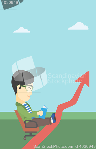 Image of Businessman reading book vector illustration.