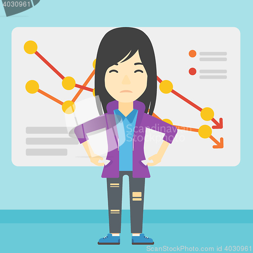 Image of Bancrupt business woman vector illustration.