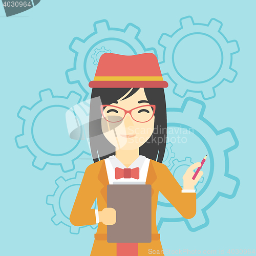 Image of Business woman with pencil vector illustration.