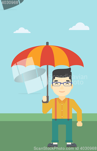 Image of Business man with umbrella vector illustration.