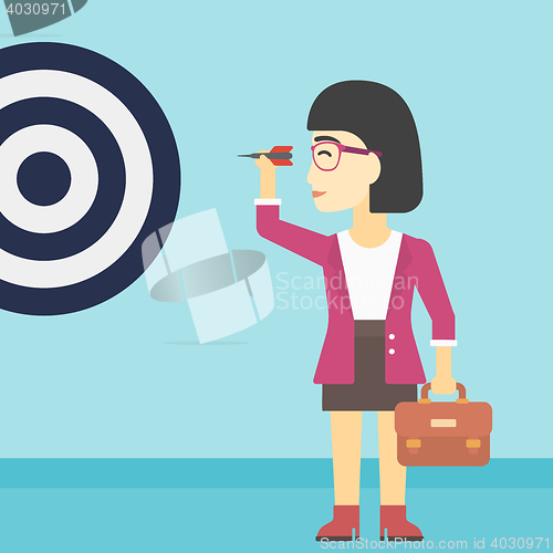 Image of Businesswoman and target board vector illustration