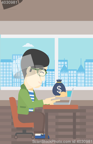 Image of Businessman earning money from online business.