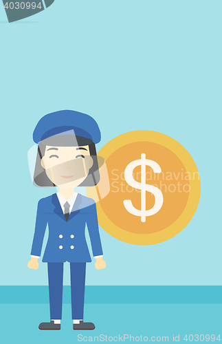 Image of Successful business woman with dollar coin.