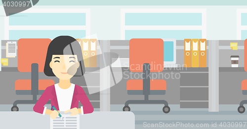 Image of Signing of business documents vector illustration.