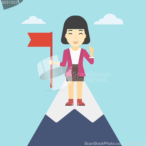 Image of Cheerful leader business woman vector illustration