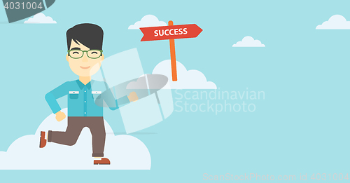 Image of Businessman moving to success vector illustration.