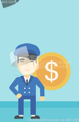Image of Successful businessman with dollar coin.